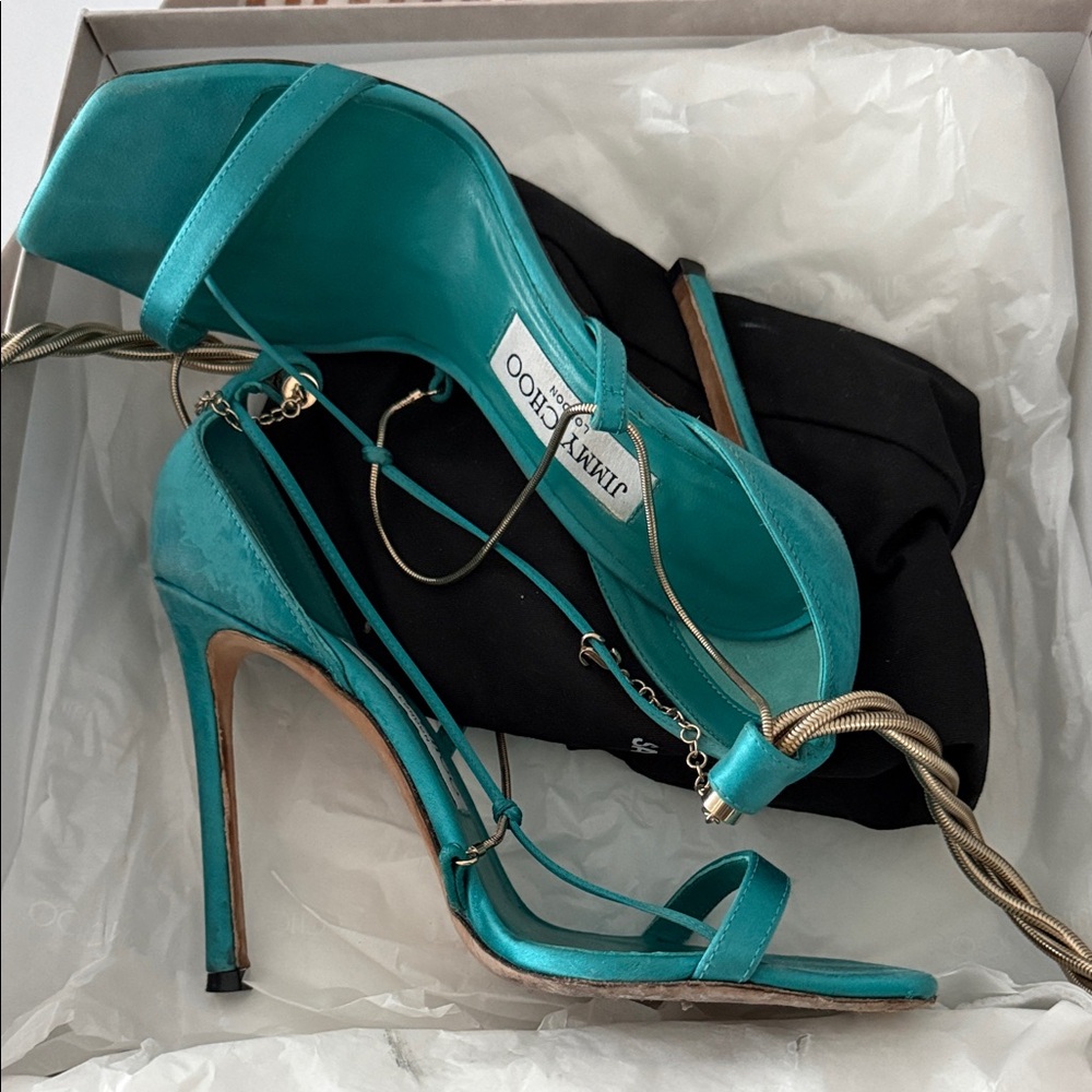Jimmy Choo Turquoise Strappy Heels